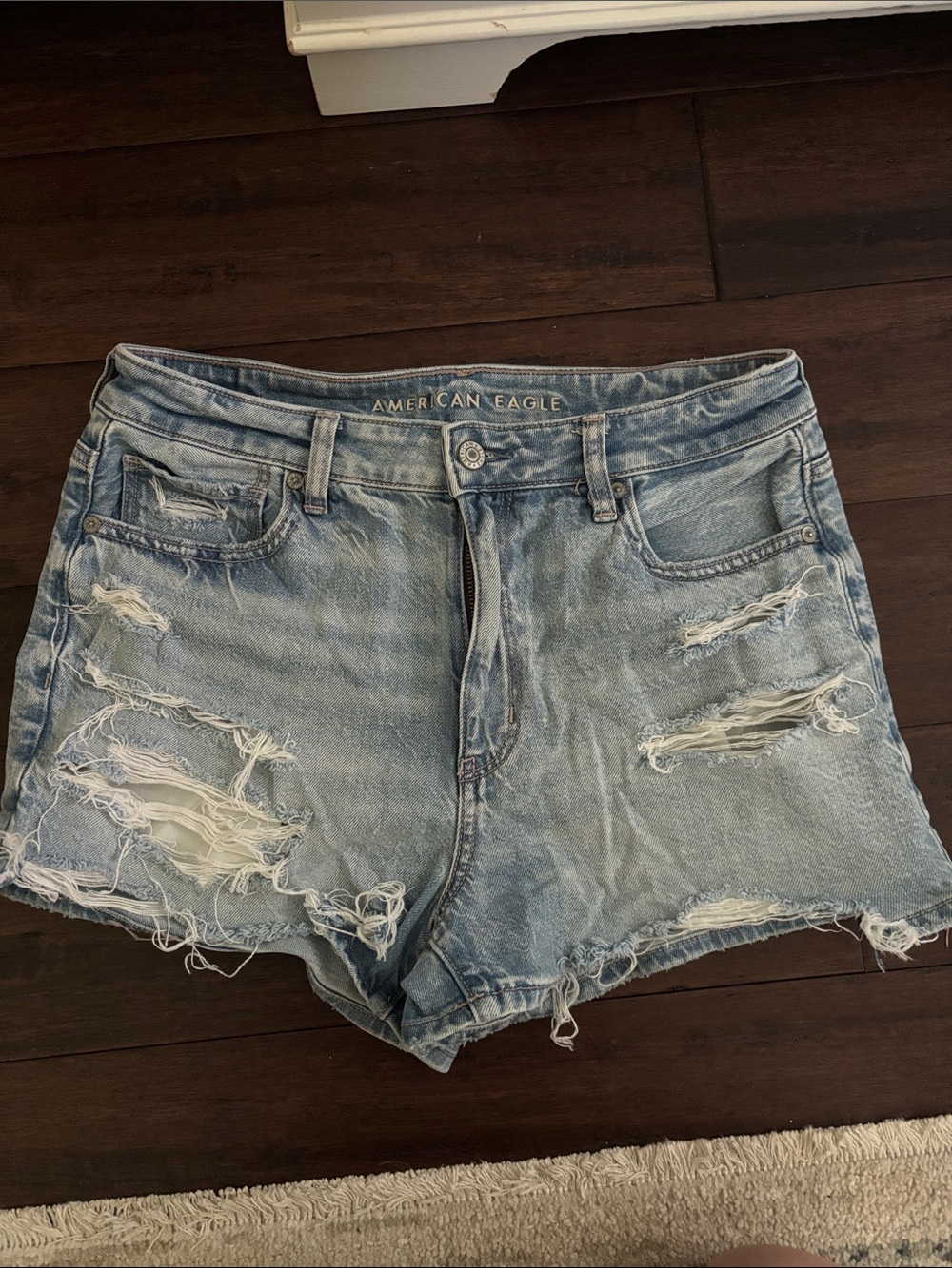 American Eagle Outfitters Light Blue Distressed Denim Shorts